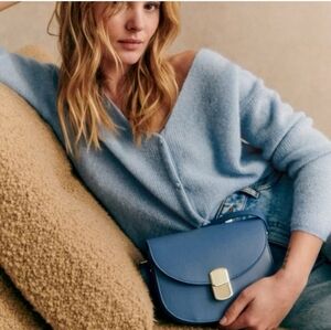 ​Sézane Barry Jumper Light Blue Cardigan French Girl Quiet Luxury Knit Soft Cozy